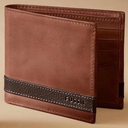 Fossil Men's Quinn Leather Bifold with Flip ID Wallet, Men's Leather Wallet, Brown - Image 6