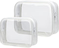 Clear Makeup Bag Travel - TSA Approved Toiletry Bag, 2 Matte White | 1 Medium Quart Carry-On & 1 Large Checked-Luggage, Reinforced Seams, Water-resistant, Clear Easy-Check for Airport, Women by Packism