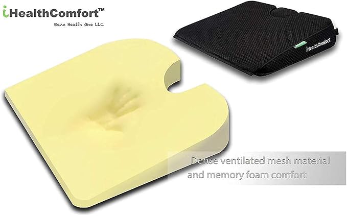 IHEALTHCOMFORT(19.7×17.7inches Extra Large Sciatica Seat Cushion for Office Chair,Oversized Car and Truck Seat Cushion,U-Cut Long Sitting Pain Relief Chair Pad - Image 4