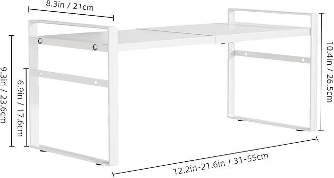Expandable Cabinet Shelf Organizer Riser for Kitchen Pantry Cupboard Under Sink Countertop,Kitchen Cabinet Shelf 8.3’’D * 12.2-23.6’’W * 10.4’’H - Image 2