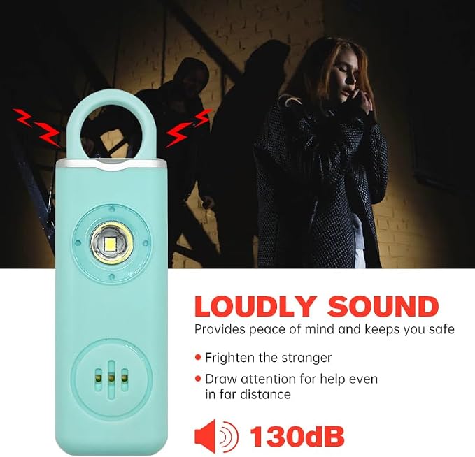 Rechargeable Personal Safety Alarm -130dB Keychain with SOS Flashing Light, Lightweight28g,500+ Days Standby, Loud Alert for Girls, Children, Elderly (Blue) - Image 2