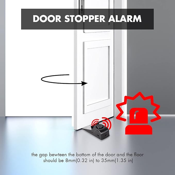 Door Stop Alarm, Door Stopper Security for Home Travel Apartment with 120DB Siren Portable Safety Tool 2 Pack - Image 5