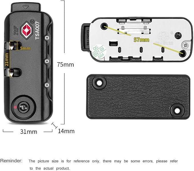 TSA007 Padlock Luggage Travel Lock and 3 Digits Self-Setting A Variety of Different Combinations Luggage Bag Travel Security Code Lock, Black, 2 Pack - Image 5