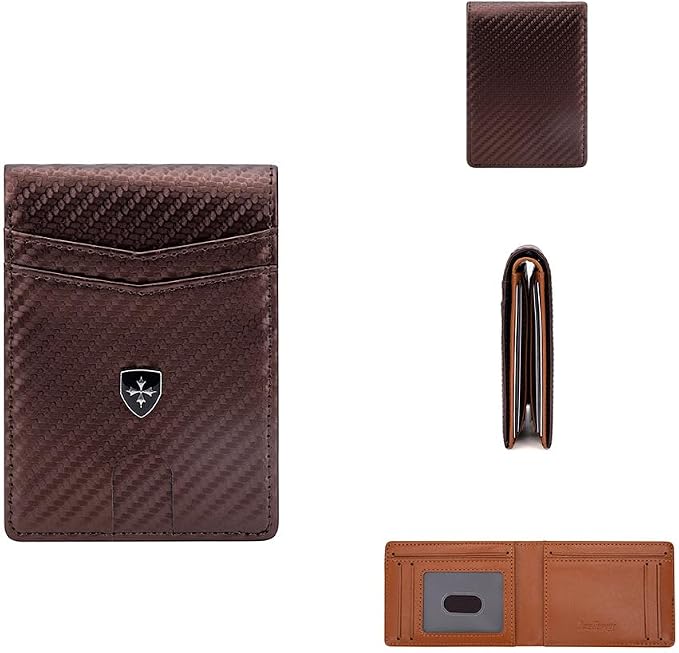 Slim RFID-Blocking PU Leather Bifold Wallet for Men & Women, Minimalist Card Holder with ID Window & Cash Pocket by Unknown