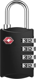 ZHEGE TSA Approved Luggage Lock for Train Travel (1 Pack, Black) | 4 Digit Combination Lock for School Gym Locker, Suitcase, Backpack, Cabinet, Drawer, Easy Read Dial, Alloy Body by ZHEGE
