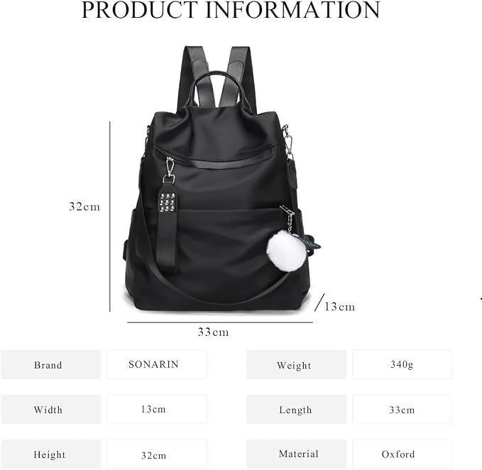 Fashion Anti-Theft Backpack Women,Waterproof Ladies Backpack Girls Casual Daypack Work Travel Rucksack Shoulder Bag(Black) - Image 7