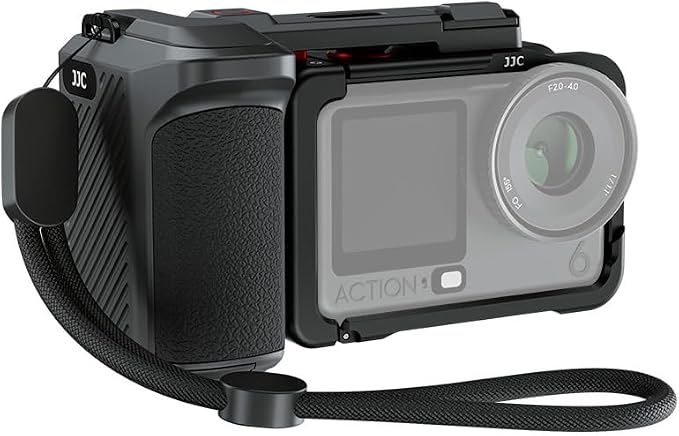 JJC Osmo Action 6 Handle Grip Kit w. Extra Battery Slot,Street Photography | Metal Cage with Quick Release Magnetic Grip & Shutter Button,Cold Shoe,Lens Cap,Lanyard,One-Stop Solution - Image 4