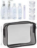 Clear Travel Toiletry Bag TSA Approved Toiletry Cosmetic Bags Men Women & Travel Bottles set for Toiletries TSA Approved Travel Bottle 3.4 oz Leak Proof Refillable & Travel Containers for Toiletries by Constefire