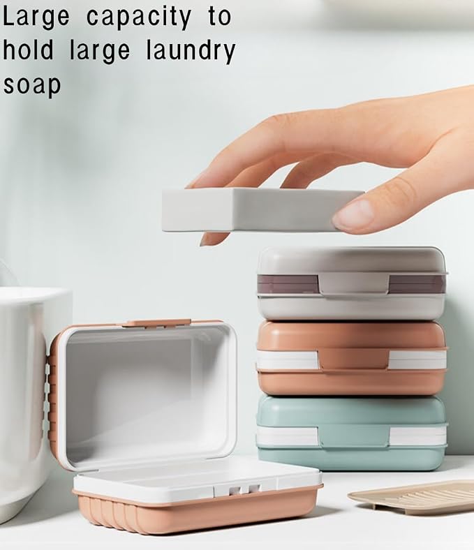 3Pcs Travel Soap Case and 3Pcs Toothbrush Travel Case Set,Leakproof Soap Dish with Lid Portable Toothbrush Holder for Traveling, Camping, Bathroom- Waterproof Drawstring Bag for Boot Backpack - Image 4