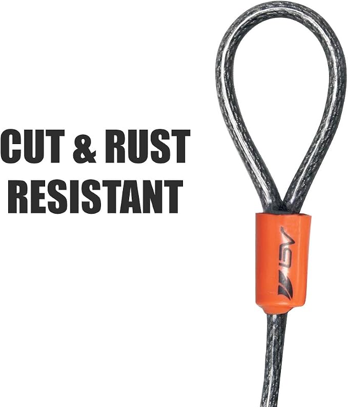 BV 2.5FT Bike Cable with Loops-5mm (3/16 Inch) Cut-Resistant Braided Steel Cable-Versatile & Weatherproof-Small Security Cable Lock, Security Chain for Padlock, Chain Lock, Wire Lock (Pair) - Image 2