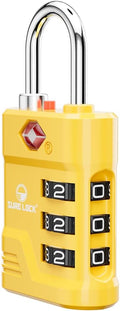 SURE LOCK TSA Approved Luggage Lock – 3-Digit Resettable Combination Padlock with Open Alert Red Dot, Large Easy-Read Dials for Suitcases, Backpacks, Gym & School Lockers(Yellow 1 pk) by Hopeyoucanstaysafe