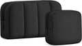 2 Pcs Makeup Bag Travel Toiletry Bag for Women Puffy Padded Cosmetic Pouch Purse Wide-open Makeup Organizer Case Travel Essentials by oscaurt