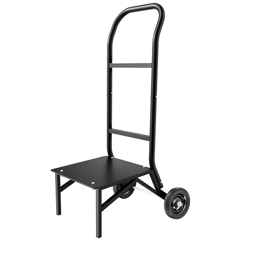 VEVOR Folding Chair Rack, 150 LBS Capacity, Heavy-Duty Chair Cart for Stacking 10 Chairs, Multi-Function Metal Chair Storage Dolly with Rubber Wheels, Push-Style Chair Holder, Matte Black - Image 9