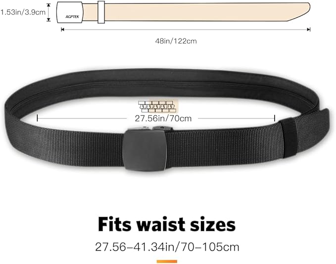AGPTEK Travel Money Belt, Hidden Money Pouch, Anti-Theft Security Waist Wallet, Secret Compartment Money Hideaway for Business Trip Jogging Outdoor Working, Gift for Fathers Dad Men Boyfriend, Black | Anti-Theft Security Design, Adjustable Waist Belt f... - Image 3