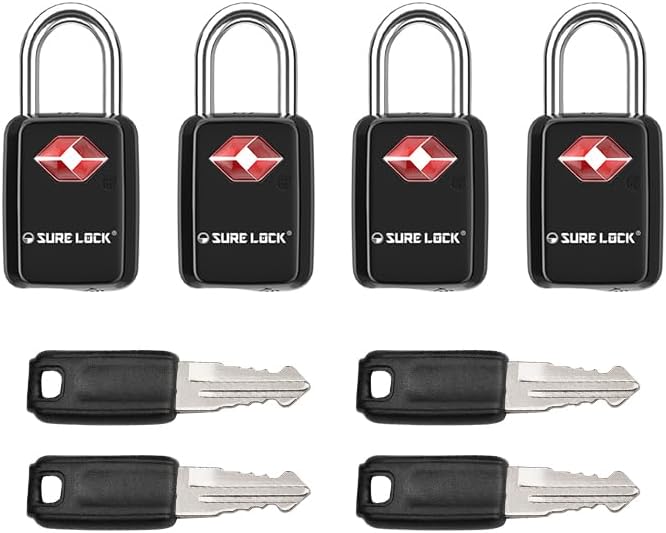 SURE LOCK Mini TSA Approved Keyed Luggage Lock – One Key Opens All, Fits Tight Zipper Gaps & Small Pull Holes, Compact Travel Lock for Suitcases, Backpacks & Handbags by Hopeyoucanstaysafe