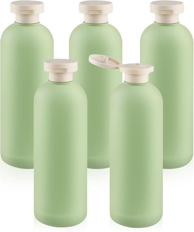 5 Pcs 400ml/13.5oz Squeeze Bottles Plastic Travel Lotion Bottles Refillable Containers with Flip Cap for Toiletries Creams Lotion Shampoo Conditioner by Cositina