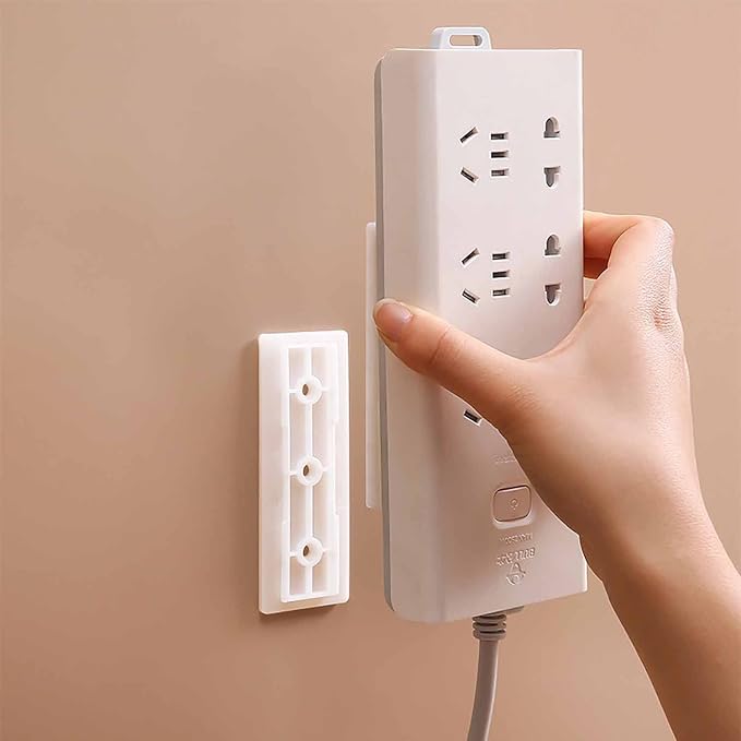 12 PCS Adhesive Punch Free Socket Holder, Self-Adhesive Desktop Socket Fixer, Power Strip Holder Fixator, Wall Mount Cable Management - Image 5