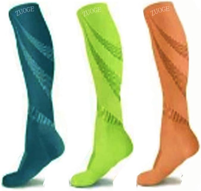 zuoge 3 Pairs Compression Socks Pack - Best Medical, Nursing, Travel & Flight Socks - Running & Fitness - 15-20mmHg by zuoge