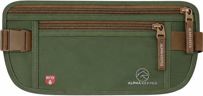 Alpha Keeper Money Belt for Travel Hidden Under Clothes – RFID Blocking Passport Holder & Slim Waist Wallet Pouch for Women & Men, Anti-Theft Travel Accessories by Alpha+Keeper