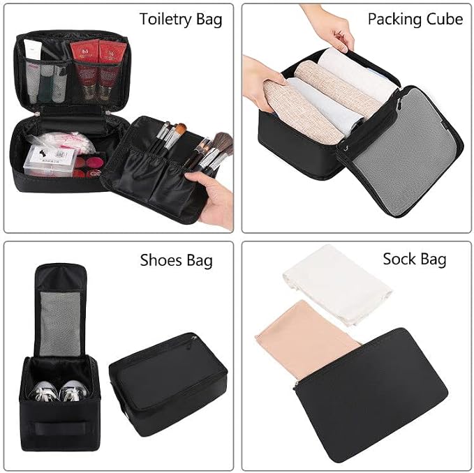 BAGAIL 8 Set Packing Cubes Luggage Packing Organizers for Travel Accessories-Jet Black - Image 3
