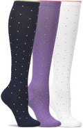 Nurse Mates 3 Pack Women's Compression Socks | 12-14 mm/Hg | Reduce Swelling | Improve Circulation | One Size | 3 Pair by Nurse+Mates