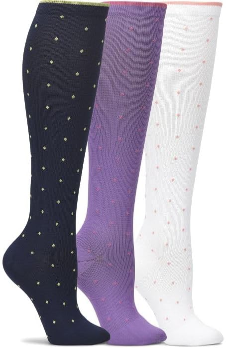 Nurse Mates 3 Pack Women's Compression Socks | 12-14 mm/Hg | Reduce Swelling | Improve Circulation | One Size | 3 Pair by Nurse+Mates