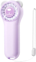 Portable Handheld Fan, Cute Bear Mini Fan with 11000 RPM High Speed, Rechargeable Personal Fan with 4 Speeds, Pocket Small Fan for Travel, Makeup, Lash, Gifts for Women Girl - Purple by Gentsvip