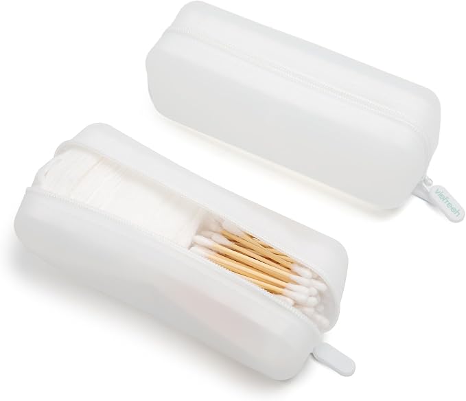 Cotton Pad Swab Travel Case, 2-in-1 Waterproof Organizer, VISFRESH (Clear) - Image 2