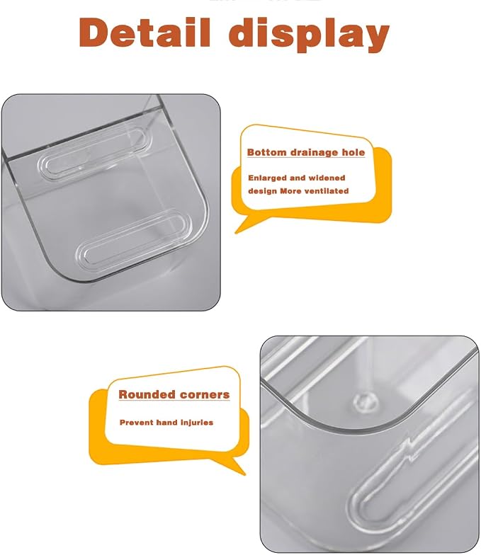 Adhesive Wall Mount Organizer Box,Acrylic Shelves for Wall,No Drilling Hang Walls,with Self Adhesive Tape,Automatic Draining for Bathroom, Kitchen, Living Room - Clear (Small) - Image 4