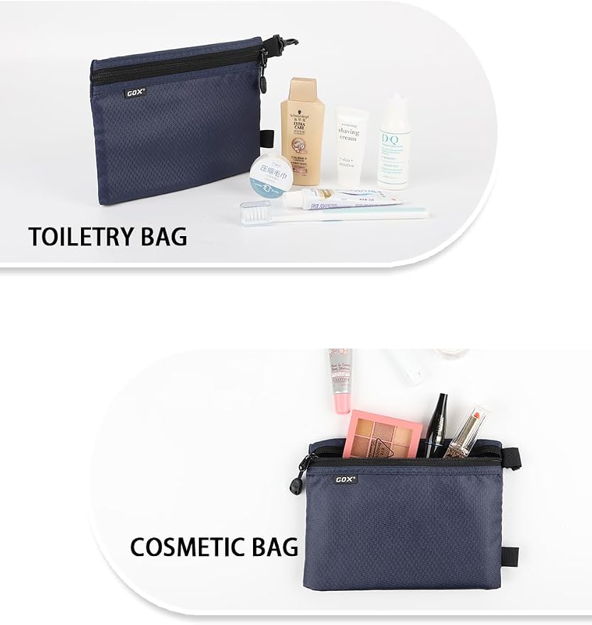 GOX Small Toiletry Bag for Men Bulk Cosmetic Bag Dopp Kit Carry On Zipper Pouch Organization Nylon Small Packing Sack Waterproof (Navy) - Image 8