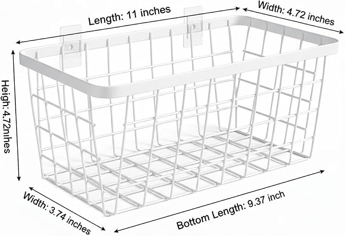 LeleCAT White Hanging Kitchen Baskets For Storage Adhesive Sturdy Small Wire Storage Baskets No Drilling Wall Mounted Kitchen Food Pantry Bathroom Shelf Storage, 4 PACK,White - Image 2