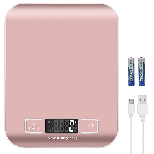 Digital Shipping Scale,Stainless Steel Panel, Accurate Portable Postal Scale for Packages, Small Business,Kitchen, Food, Handmade, Liquids, and Boutique (Rose Gold Rechargeable(10kg/1g)) by Selegere