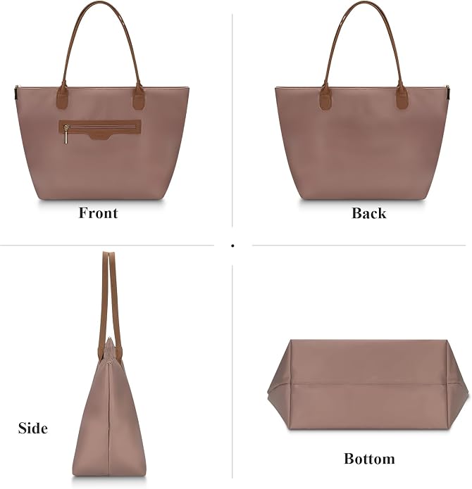 Nylon Tote Bag for Women with Zipper, Travel Shoulder Purses | Lightweight Large Laptop Shoulder Handbag with Zipper, Spacious Purse for Gym and Shopping - Image 3