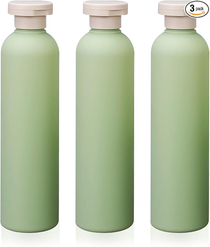 3Pcs 8.8oz Flip Top Squeeze Bottles,Reusable and Refillable Leak Proof Travel Bottles,For Lotions,Facial Creams,Shampoos,Hair Conditioner (Green) by Harewu