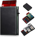 Wallet for Men Full Grain Leather Wallet with 2 ID Windows RFID Blocking Trifold Pop Up Credit Card Holder Wallet 9-11 Cards Slim Minimalist Genuine Leather Wallet for Men-Black Green by Unknown