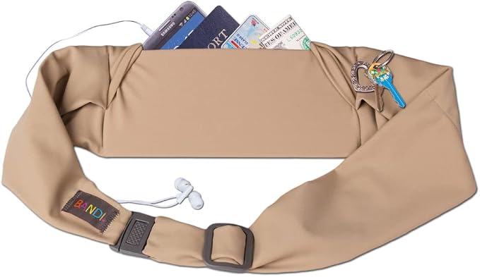 BANDI Plus Size Fanny Pack for Women - Travel-Ready Pocket Belt with Secure Hidden Money & Running Belt for Phone, Passport, Keys, & Medical Devices, Adjustable Fit, Comfortable (Taupe) - Image 7