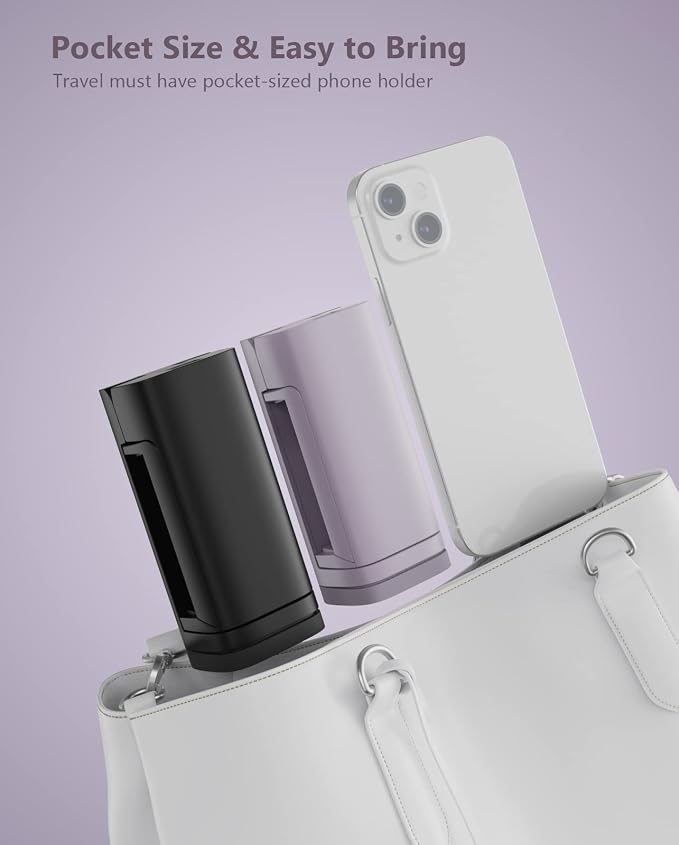 MiiKARE 2PCS Airplane Phone Holder, Plane Travel Essentials, Black & Purple | Universal Hands-free Phone Holer with 360° Rotation for Flying, Accessory Travel Must Haves Phone Stand for Desk, Tray Table - Image 6