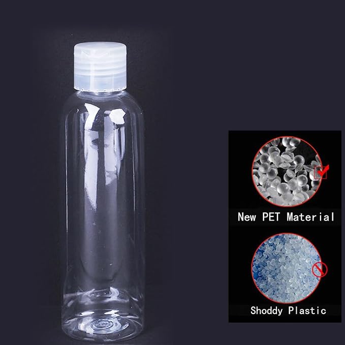 5 Pieces 1.67oz Flip Cap Bottles Plastic Empty Transparent Containers Bottle Refillable Squeeze for Travel Shampoo Cosmetic Lotion Toiletries (50ML) - Image 3