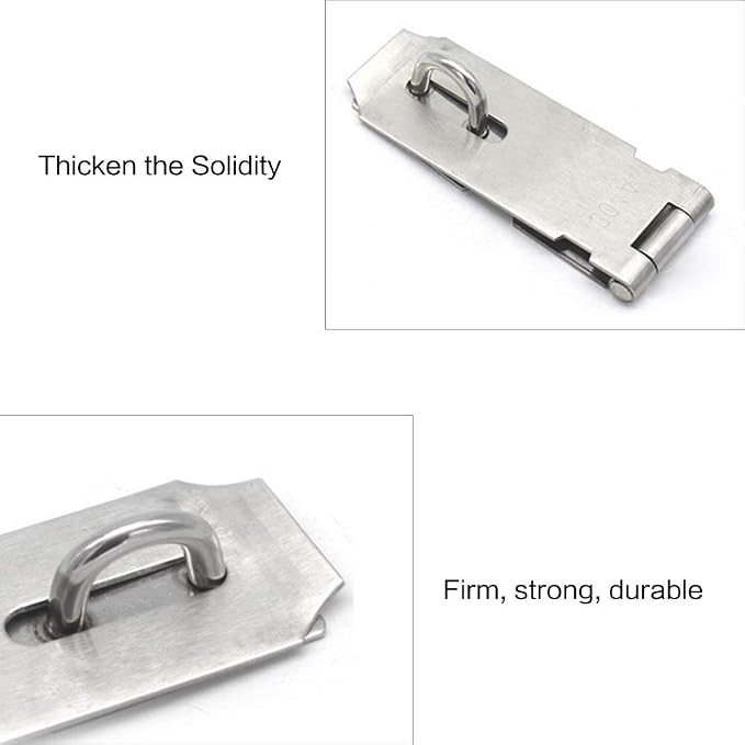 Door Locks Hasp Latch, 3 Inch Stainless Steel Safety Packlock Clasp Hasp Lock Latch, Extra Thick Door Gate Lock Hasp with Screws Brushed Finish 2 Pack - Image 4