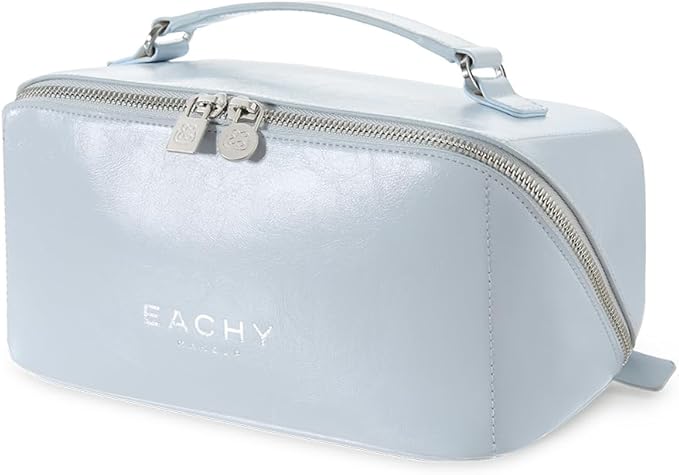 EACHY Large Capacity Travel Makeup Bag for Women, Cosmetic Pouch, Blue | Large-capacity zippered cosmetic pouch organizes makeup and toiletries as a travel makeup bag or toiletry bag for women by EACHY