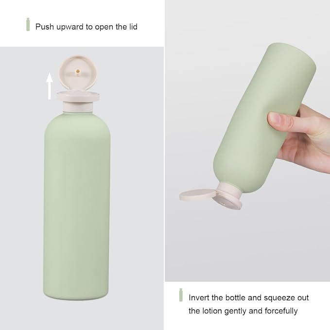 Travel Shampoo Bottle, Empty Plastic Squeeze Bottles 13.5oz with Flip Cap, Lotion Container for Toiletries Travel Size Shampoo and Conditioner (2 pack blue, 2 pack green) - Image 6
