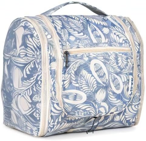 Narwey Hanging Toiletry Bag for Women Travel Makeup Bag Organizer Toiletries Bag Men for Cosmetics Essentials Accessories(Large, Blue Leaf) - Image 9