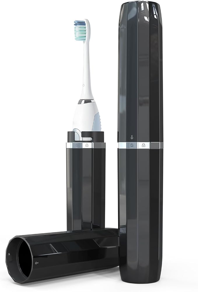Long Ventilated Electric Toothbrush Travel Case, Portable Holder, Fits Most Standard Straight Electric Toothbrushes (Black) by Unknown