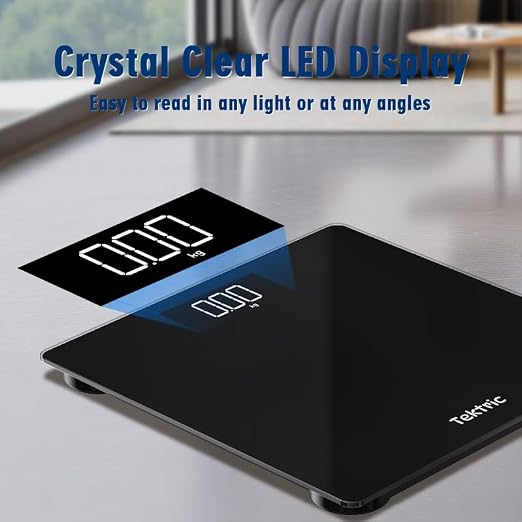 Digital Bathroom Scale for Body Weight - Highly Accurate Weight Scale for People with LED Display, Rechargeable Battery, 400 lb Capacity, Step-On Technology, KG/LB, C-Type Cable - Image 5
