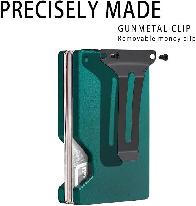 Minimalist Wallet for Men, Slim Metal RFID Blocking Wallet Credit Card Holder Money Clip & Cash Strap, Scratch-Resistant Holds 15 Cards,Ideal Gift for Men | Matte Forest Green - Image 8