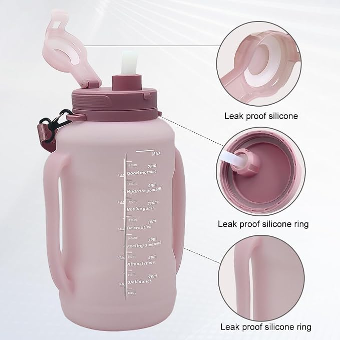 64oz Collapsible Silicone Water Bottle with Straw, BPA-Free,Foldable Water Jug with Handle for Gym, Hiking, Camping,Fishing (Pink) - Image 9