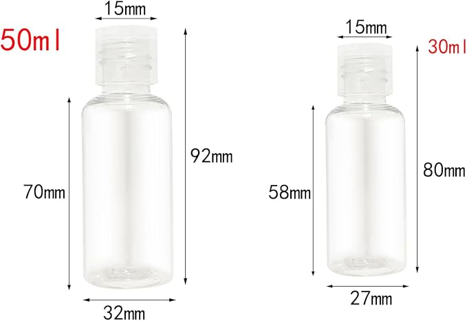 5 Pieces 1oz Flip Cap Bottles Plastic Empty Transparent Containers Bottle Refillable Squeeze for Travel Shampoo Cosmetic Lotion Toiletries (30ML) - Image 2