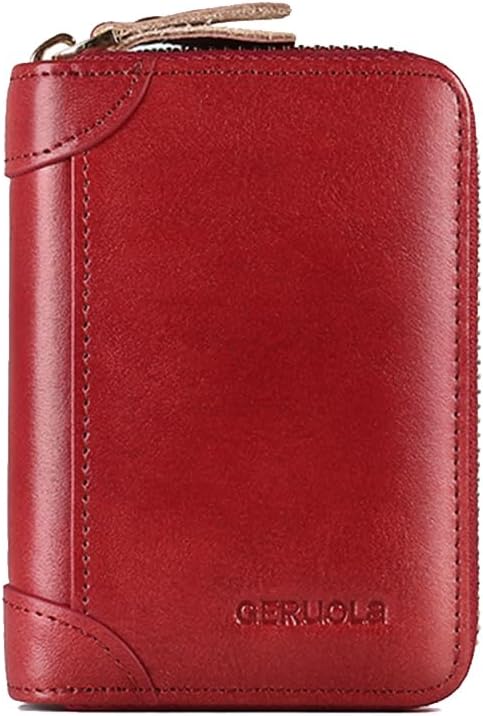 Card Bag Cowhide Wallet Men Coin Purse RFID Blocking Card Case Portable Card Holder Coin Bag Pouch with 12/20/30/45 Card Slots Red B by PORRASSO