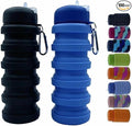 Collapsible Water Bottles 2 Pack 500ml (Black+Blue) | Travel Portable Sport Water Bottle, Silicone Foldable Water Bottles for Gym Camping Outdoor Hiking. by Dontinhu