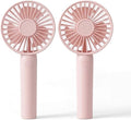 Portable Handheld Fan 2 Pack, USB Rechargeable Mini Fan, Ultra Quiet, 3 Speeds with Phone Holder Base, All Day Battery for Outdoor Indoor (Pink) by Linlinwillportablefans